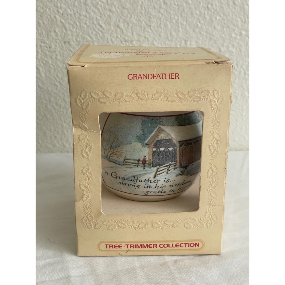 Hallmark VTG Glass Ornament Grandfather 1980 Cream Good Tree-Trimmer Collection - Picture 7 of 7